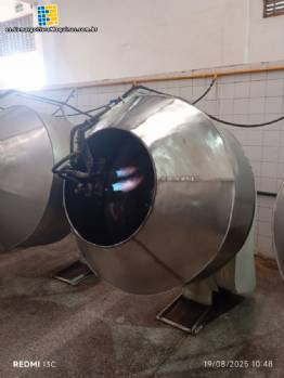 Recipiente para recubrimiento de acero inoxidable de 100 litros con quemadores