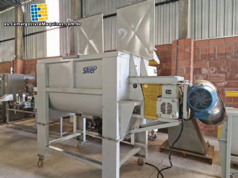 Mezclador de cinta de acero al carbono de 1000 litros de color plata