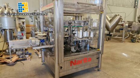 Etiquetadora autom�tica de acero inoxidable con dos cabezales para etiquetas autoadhesivas Narita